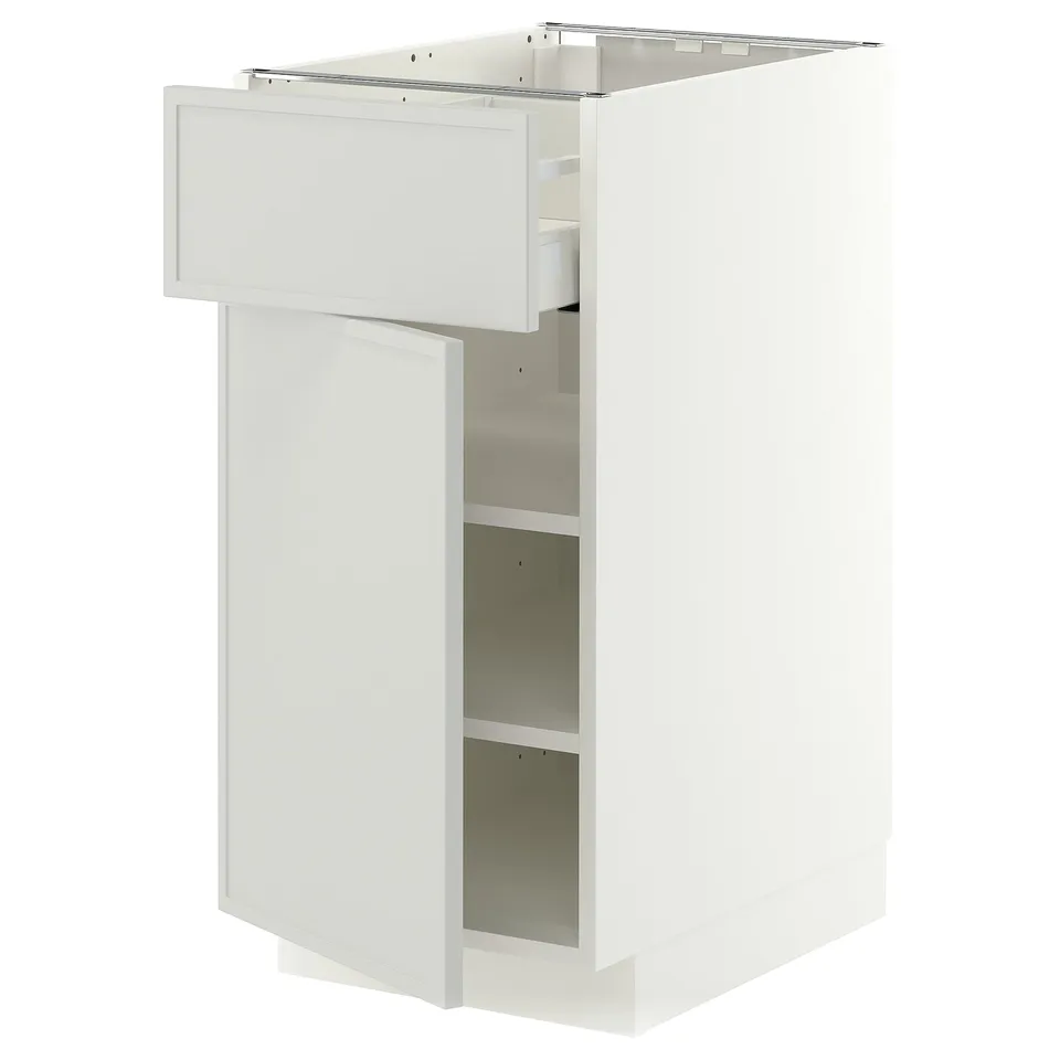 METOD / MAXIMERA Base cabinet with drawer/door, white/Aspudden light grey, 40x60x80 cm