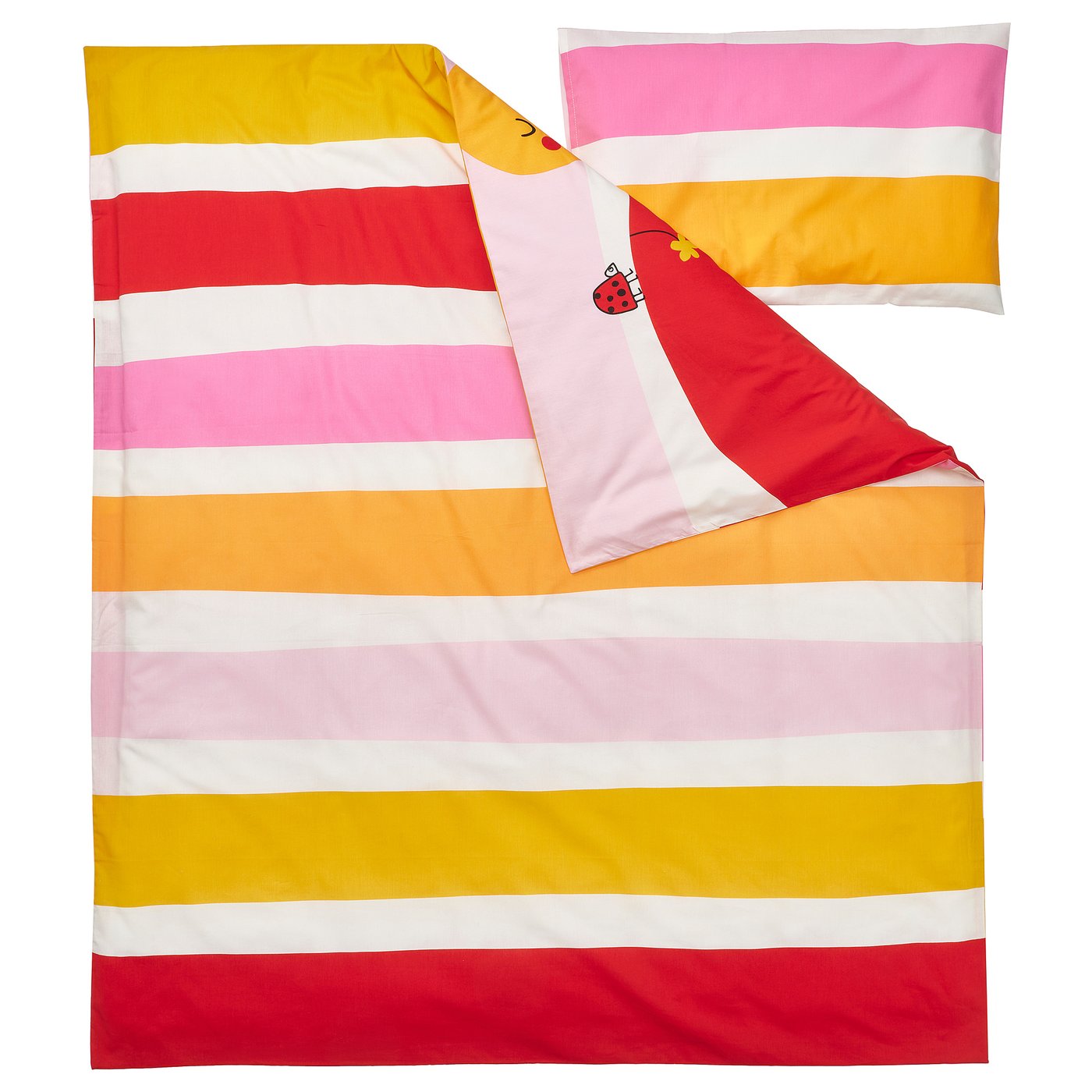 GRÖNFINK striped baby duvet. Bright colours, soft cotton. Rectangle with zipped closure.