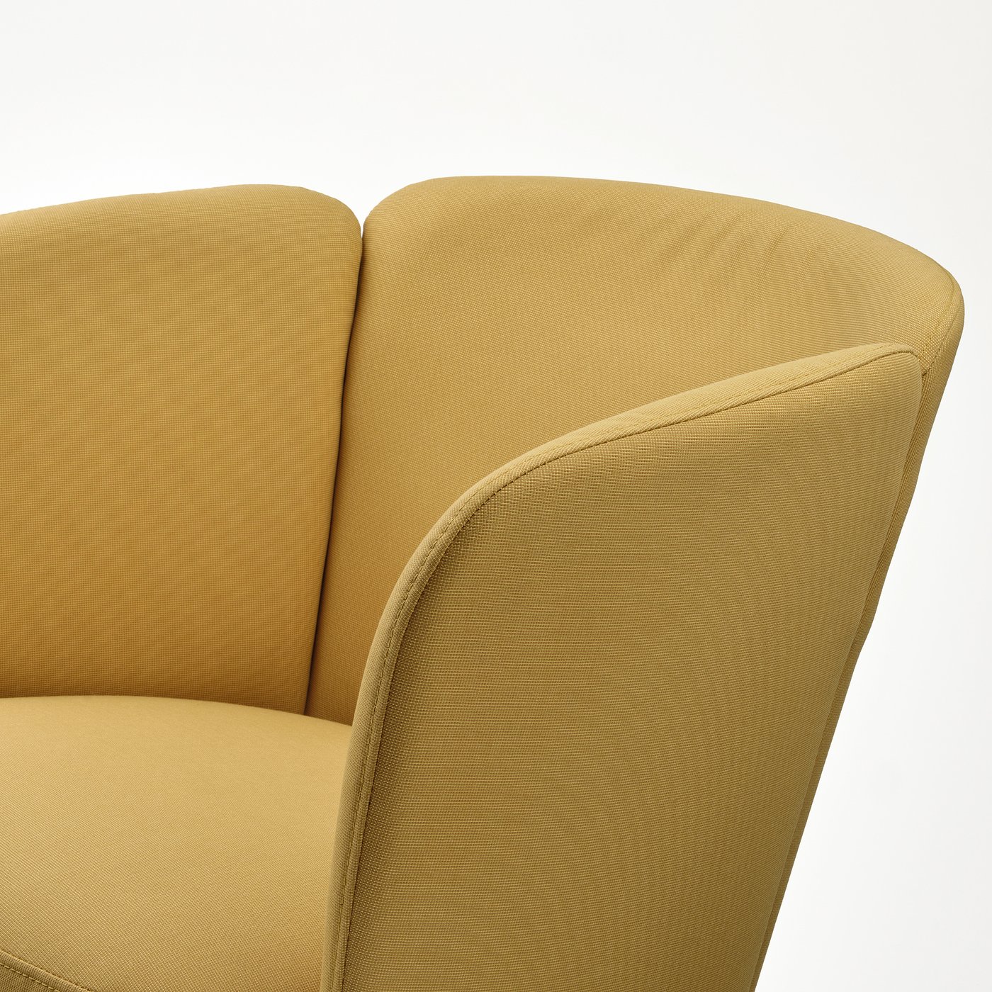 Modern mustard chair with smooth curves & sturdy build, ideal for comfort & style.