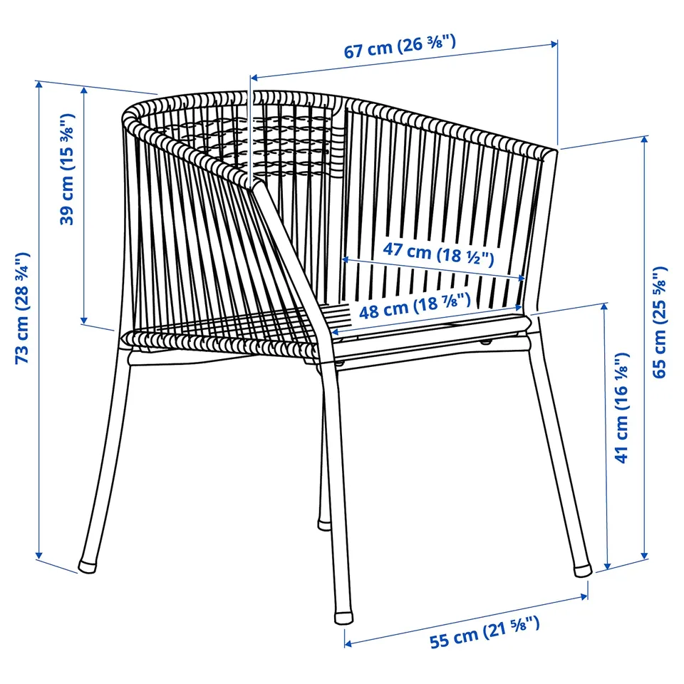 Illustration with measurements for the product: SEGERÖN.