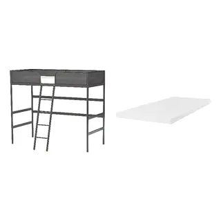 TUFFING/ÅRBERGET set: loft bed frame + natural latex mattress