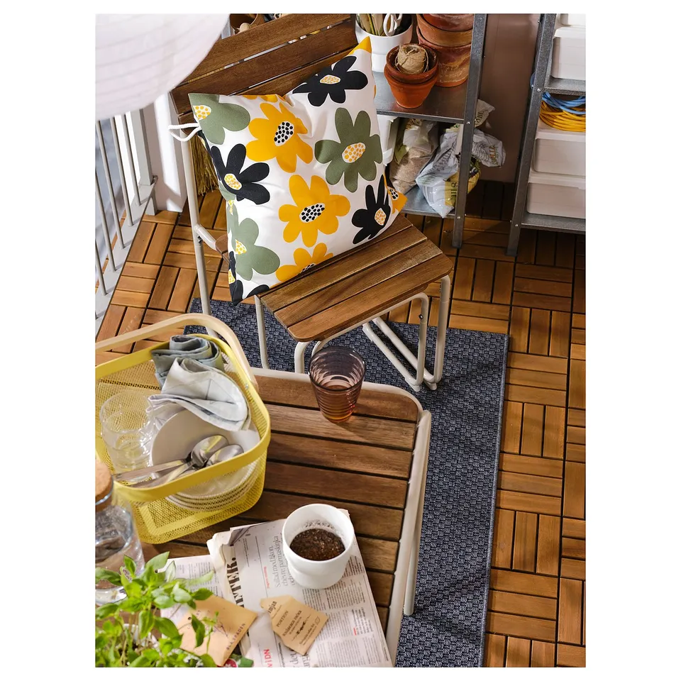 FURUÖN Dining table w 2 chairs+2 footstl, brown/outdoor