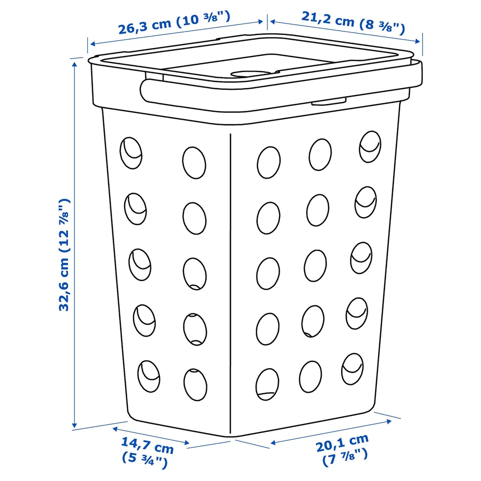 Illustration with measurements for the product: HÅLLBAR.