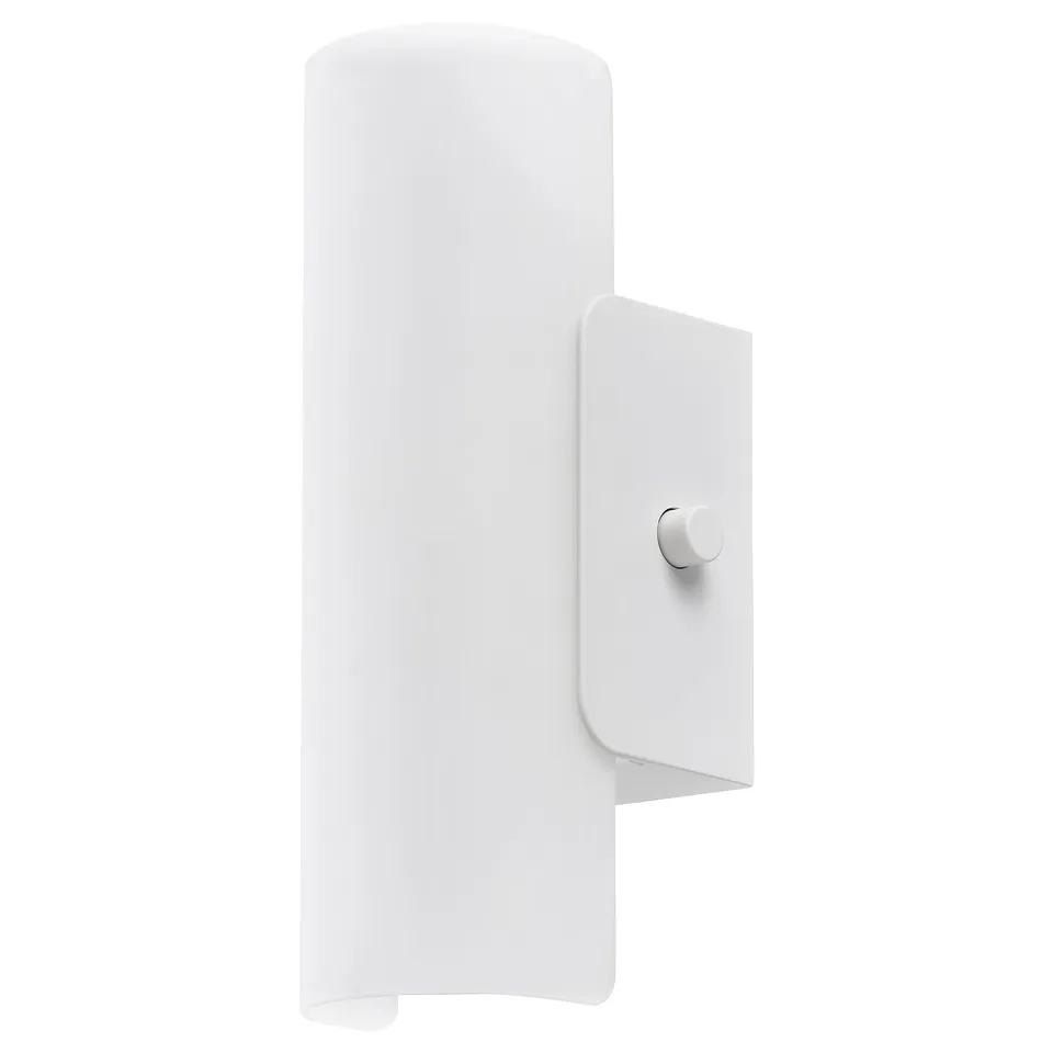 HAVSDUN white wall lamp with frosted glass shade, ideal for bathrooms, dimmable.