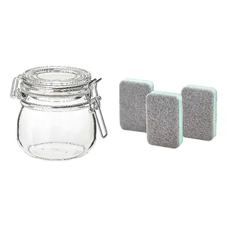 KORKEN/SVAMPIG set: jar with lid + sponge
