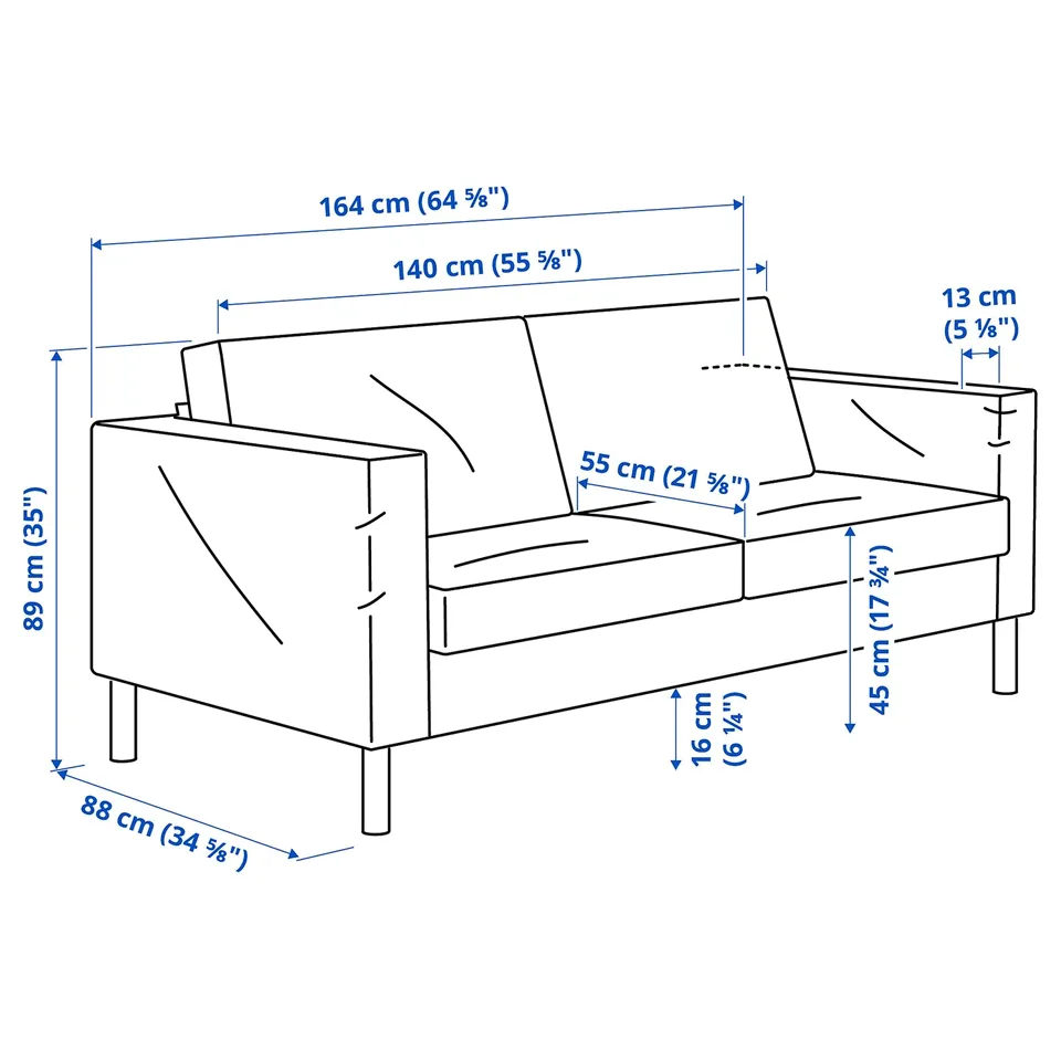 Illustration with measurements for the product: SALTSJÖBADEN.