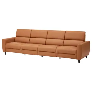 RULLERUM 4-seat sofa w 2 electric recliners, Grann/Bomstad golden-brown, Width 334 x Height 98 x Depth 94 cm