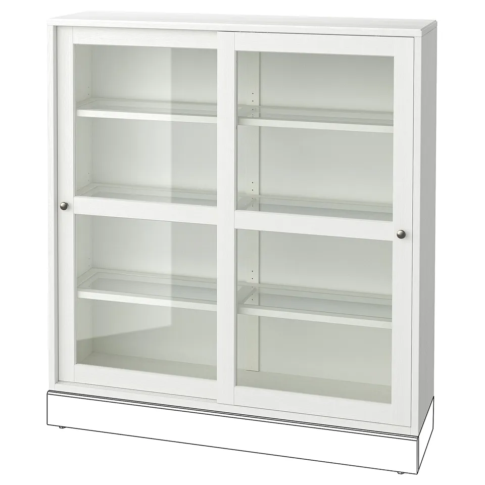 White HAVSTA glass cabinet - rustic pine, airy look.