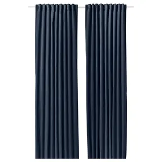 SANELA curtains, 1 pair, dark blue/with heading tape, Length 250 x Width 140 cm