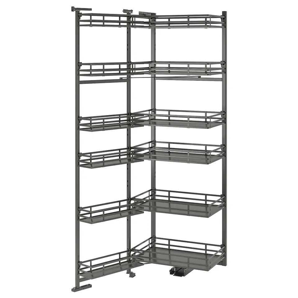 UTRUSTA storage shelves, grey, metal, comes with 6 baskets, suitable for kitchen, organised storage.