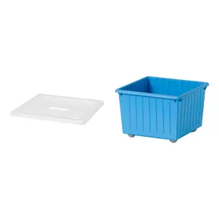 VESSLA set: storage crate with castors + lid