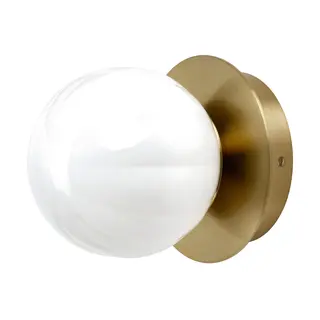 AKTERSPRING wall lamp, wired-in installation, opal white glass/brass-plated, 15 cm