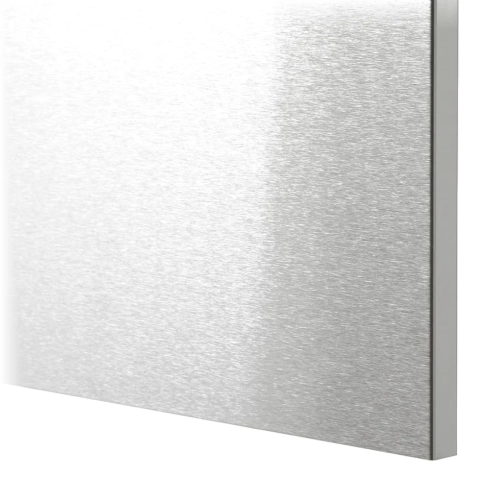 Close-up of a sleek, stainless steel surface showing its smooth, reflective quality and durability.