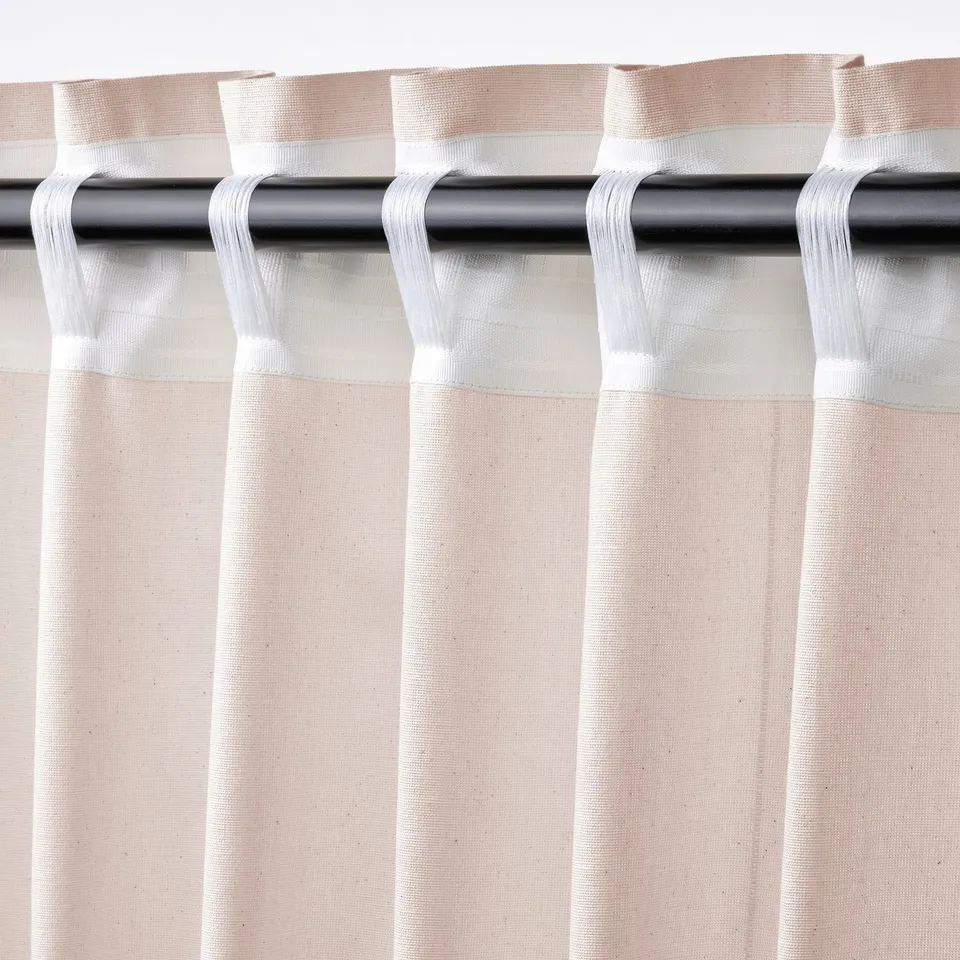 LENDA Curtains with tie-backs, 1 pair, light pink/with heading tape, 140x300 cm