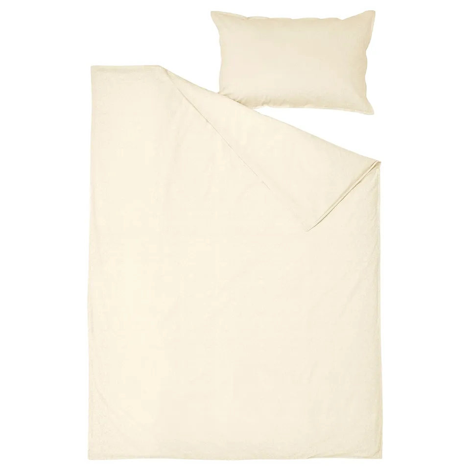 ÄNGSLILJA bedding set: light cream, soft pre-washed cotton, simple rectangular design with zip closure.