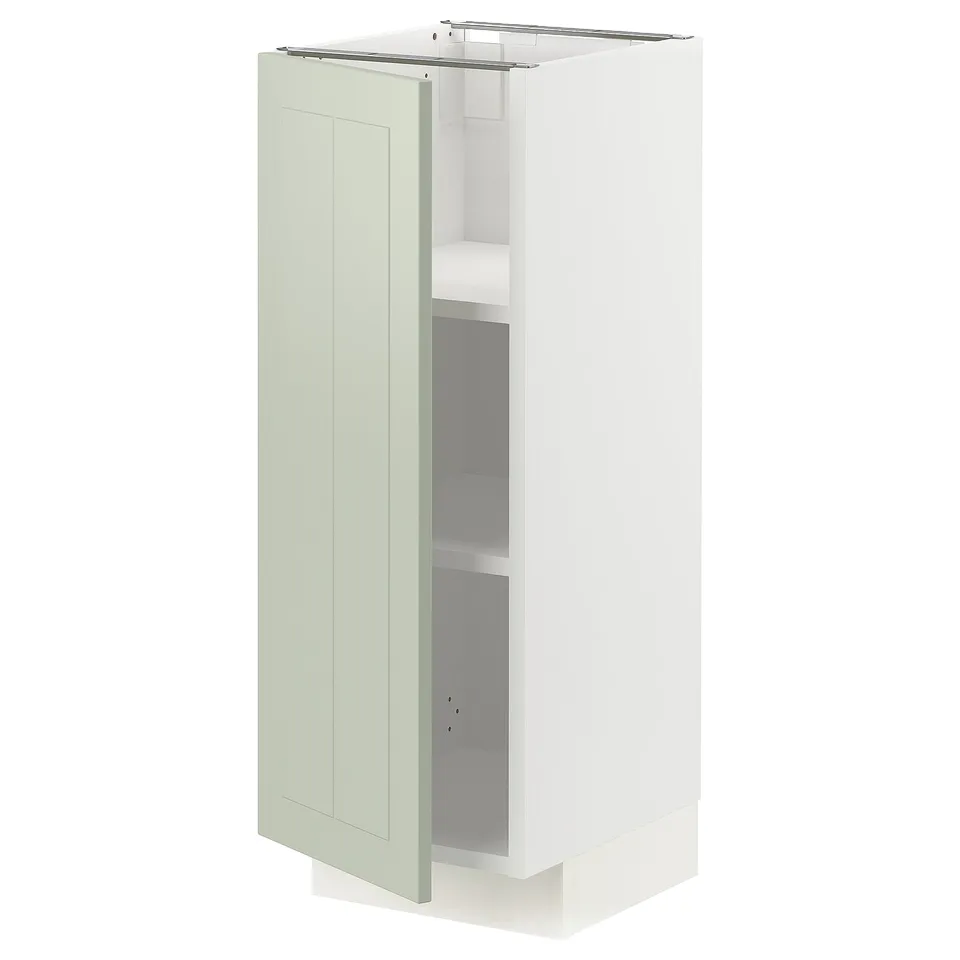 METOD kitchen cabinet, light green, square, flat doors, adjustable shelves.