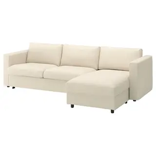 VIMLE 3-seat sofa-bed with chaise longue, Knäbäck light beige, Width 271 x Depth 98 cm