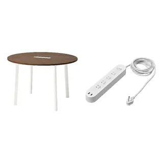 KOPPLA/MITTZON set: conference table + 4-way socket with 2 USB ports