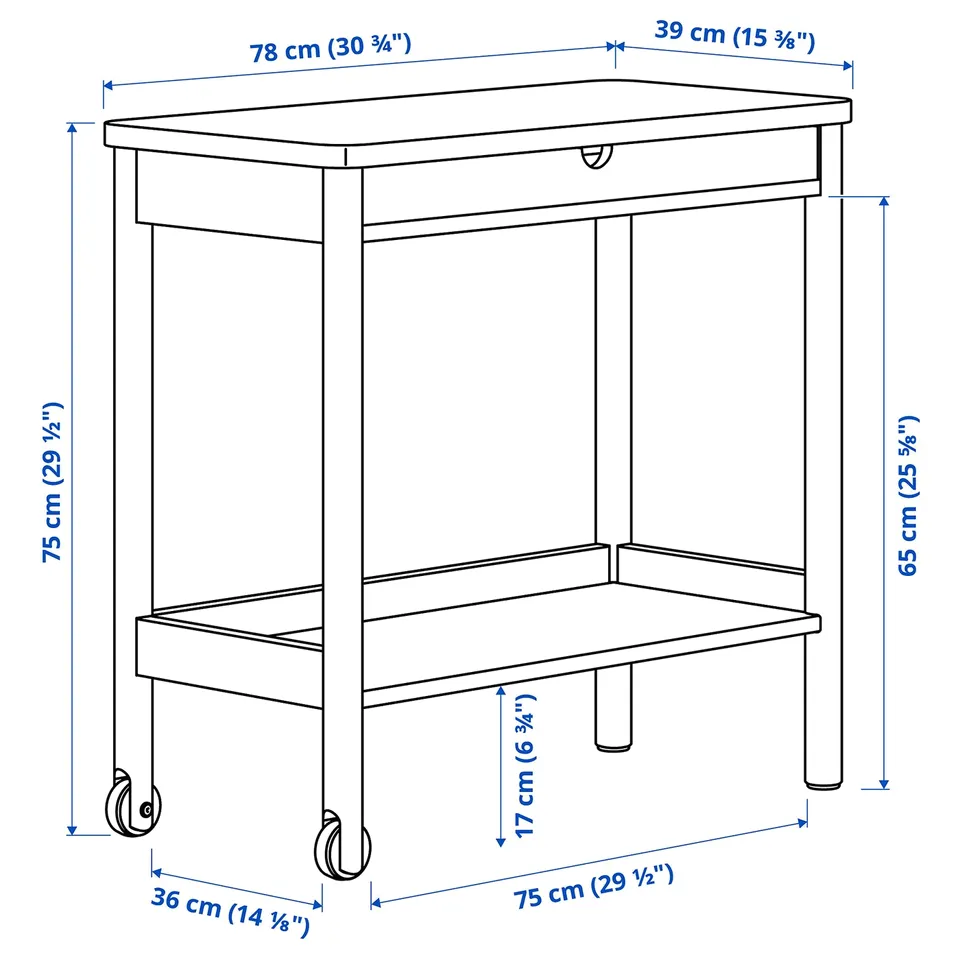 RÖNNINGE Trolley, birch, 78x39 cm