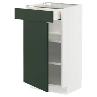 METOD / MAXIMERA base cabinet with drawer/door, white/Havstorp deep green, Width 40 x Depth 61.6 cm