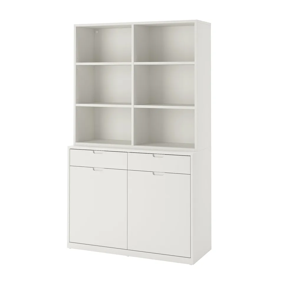 TONSTAD off-white cabinet, classic design, 6 shelves, 2 drawers, soft-close, adjustable shelves.