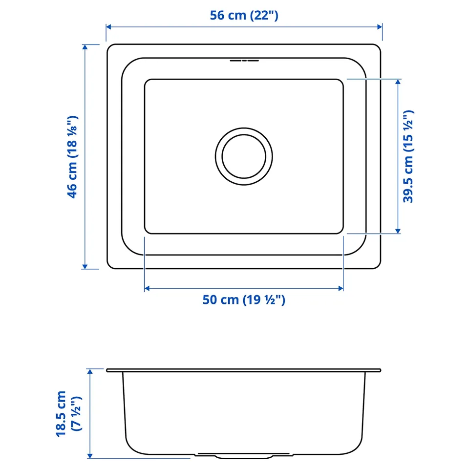 part: HILLESJÖN inset sink, 1 bowl