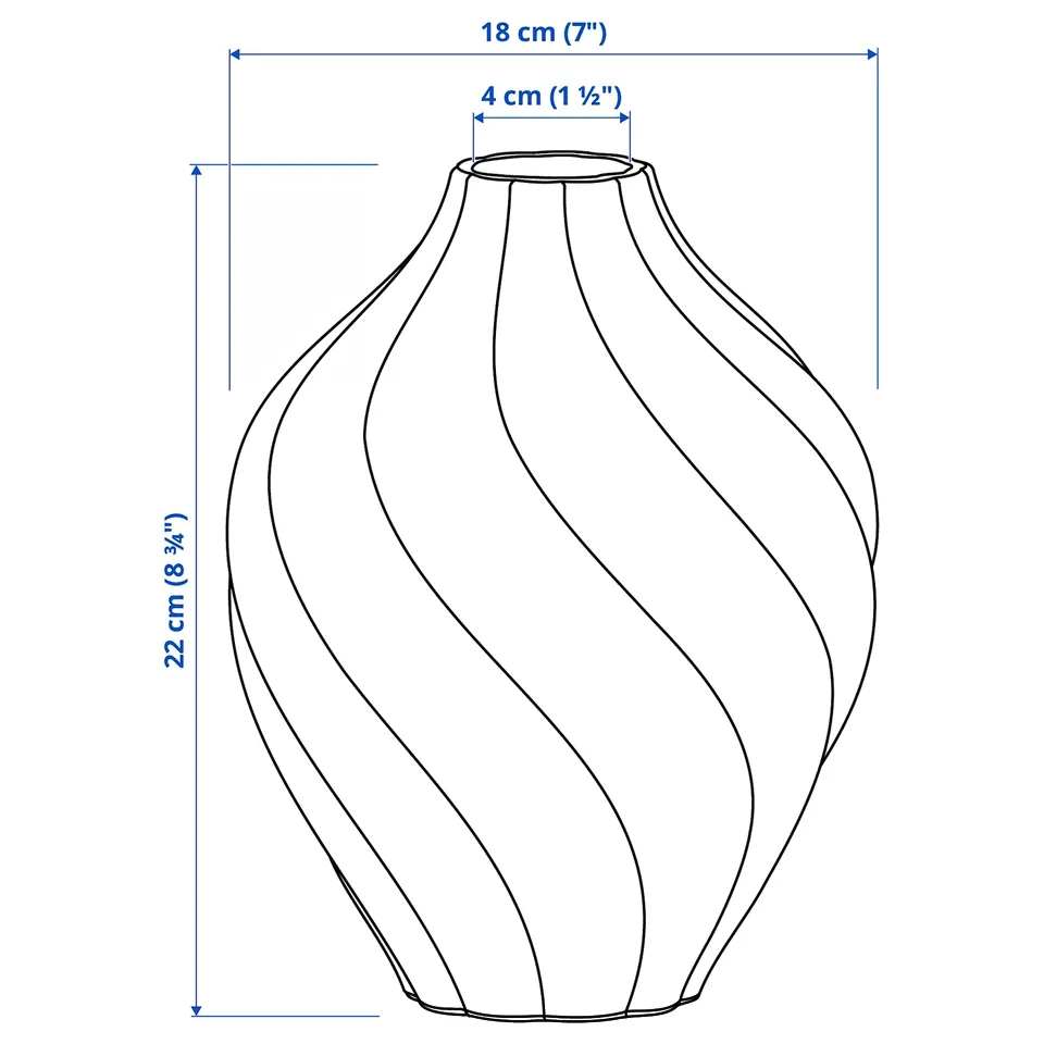 KORNSPARV Vase, grey-blue, 22 cm