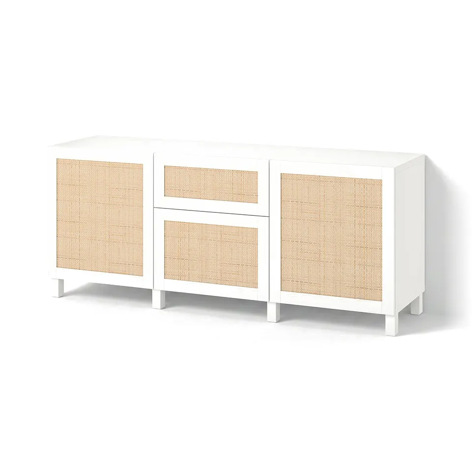 BESTÅ Storage combination with drawers, white Studsviken/Stubbarp/white poplar, 180x42x74 cm