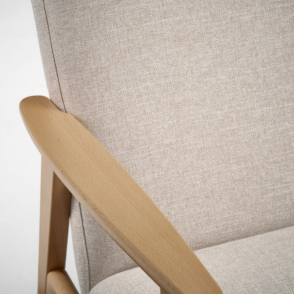 EKENÄSET Armchair and footstool, oak effect/Kilanda light beige