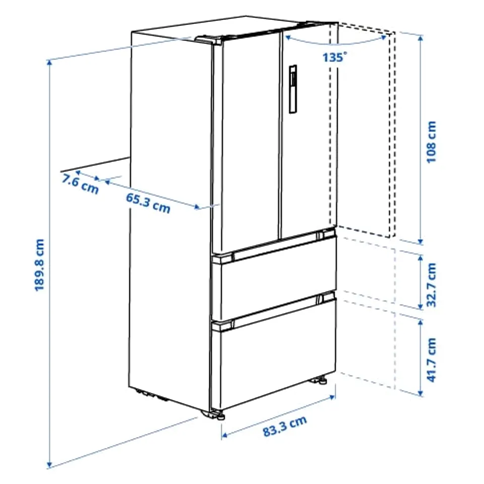 Illustration with measurements for the product: RIBBENÅS.