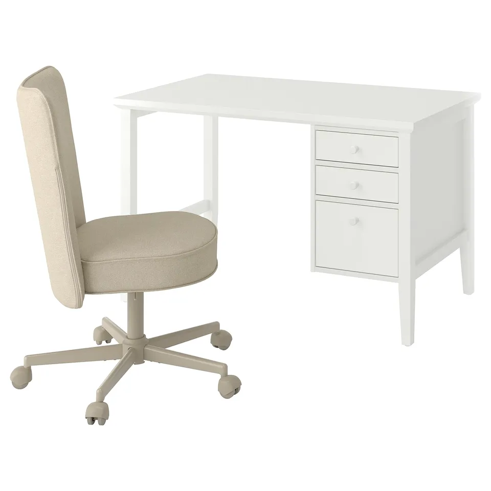 GULLABERG / BRYTNING Desk and chair, white/beige, 120x65 cm