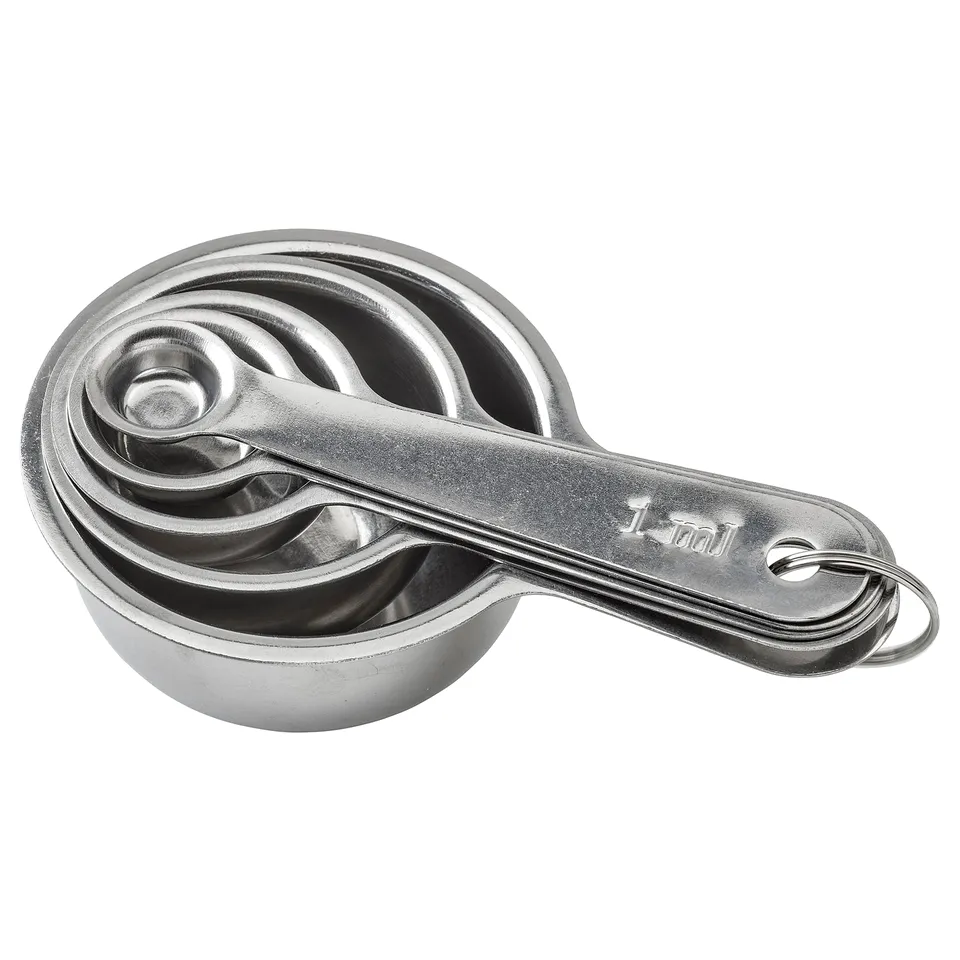 VARDAGEN stainless steel measuring cups, five sizes, nest together, hangable.