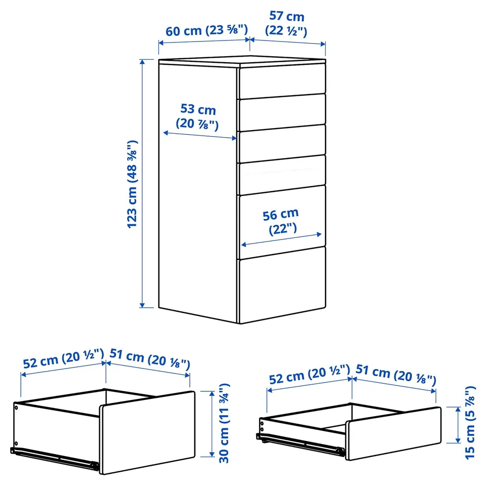 Illustration with measurements for the product: SMÅSTAD.