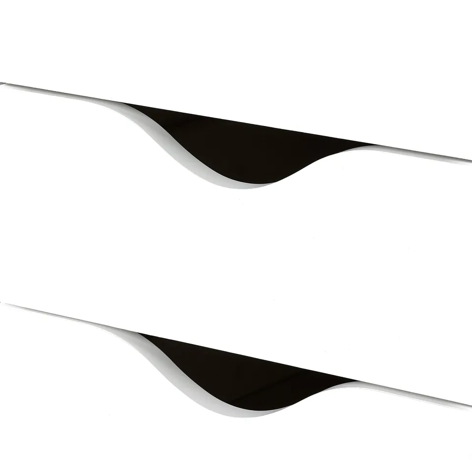Black and white abstract design with smooth, wavy lines. High contrast, clean edges, minimalist aesthetic.