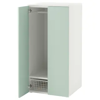 SMÅSTAD / PLATSA wardrobe, white/light green, 60x57x123 cm