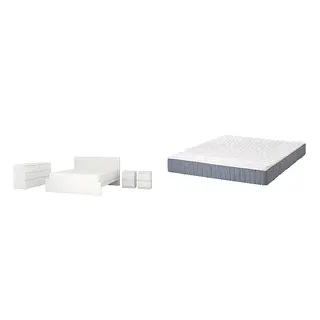 MALM/VALEVÅG Bed with 24cm thick mattress, pocket sprung, foam,5 comfort zones, extra firm