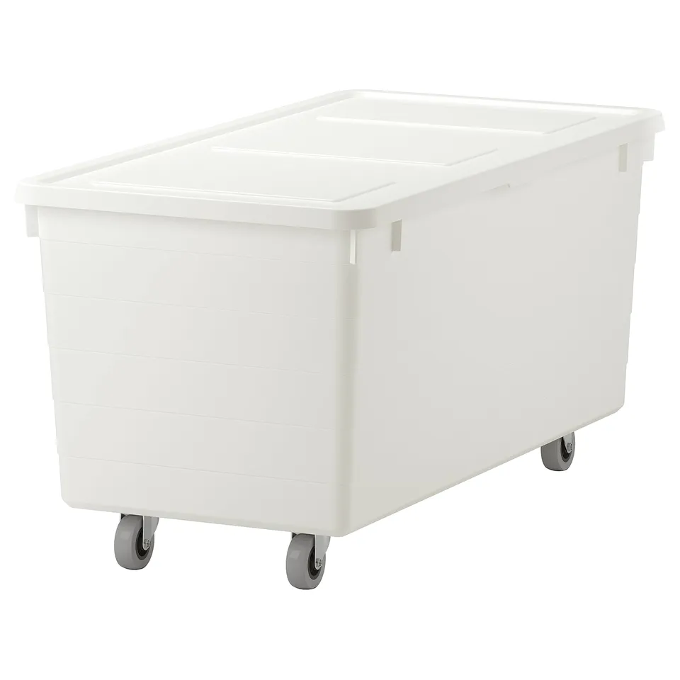 SOCKERBIT Box with castors and lid, white, 38x76x37 cm