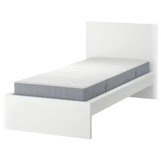 MALM bed frame with mattress, white/Valevåg extra firm, 90x200 cm