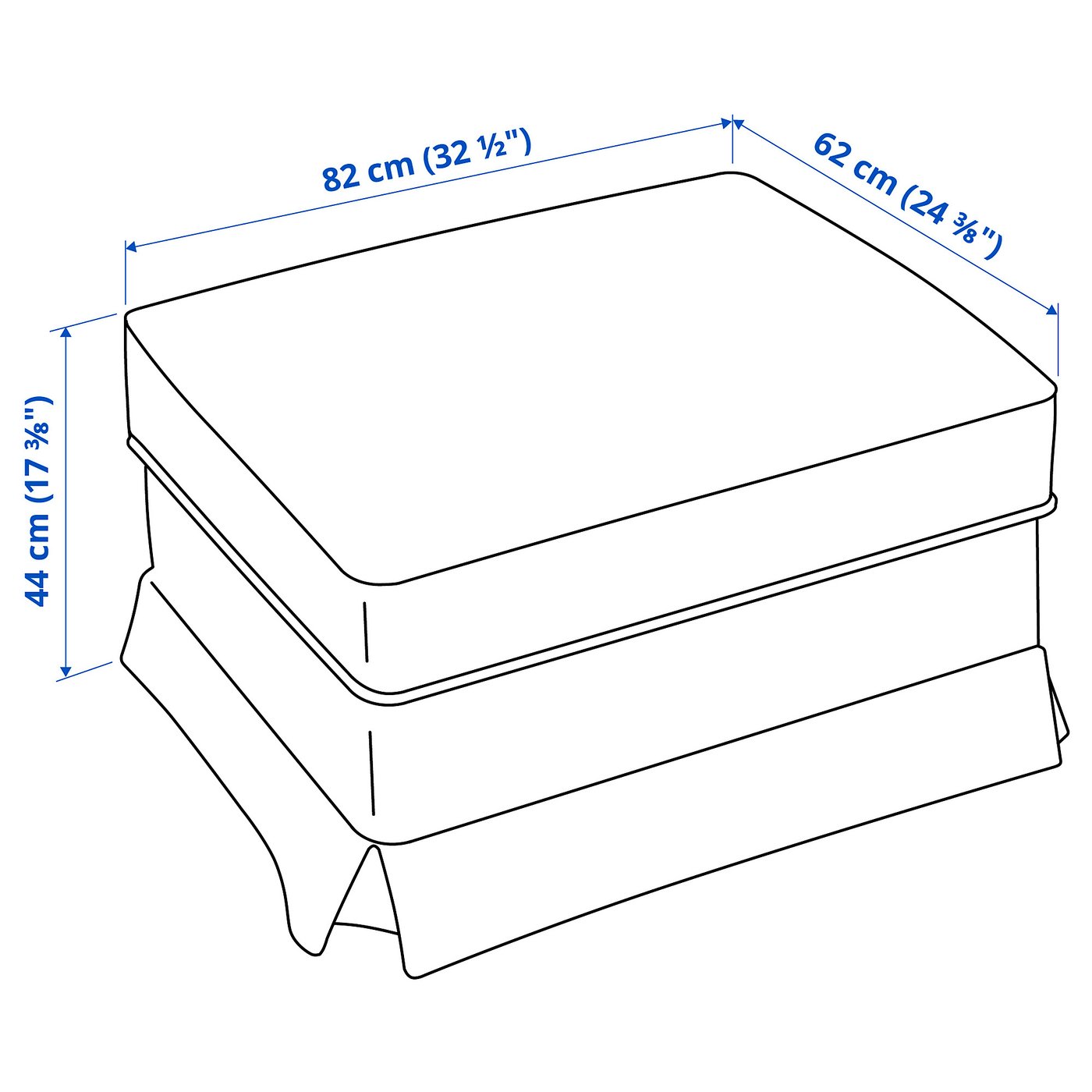 EKTORP Footstool with storage, Kilanda grey-brown
