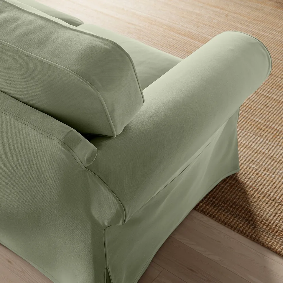 EKTORP Armchair and footstool, Hakebo grey-green