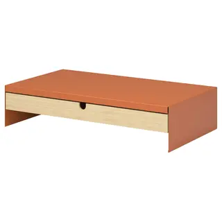 ELLOVEN monitor stand with drawer, bright orange, Width 47 x Depth 26 x Height 10 cm