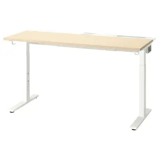 MITTZON desk, birch veneer/white, 140x60 cm