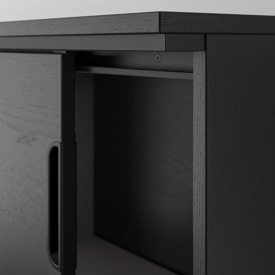 A dark-colored wooden cabinet with a combination lock, highlighting its robust and secure design.