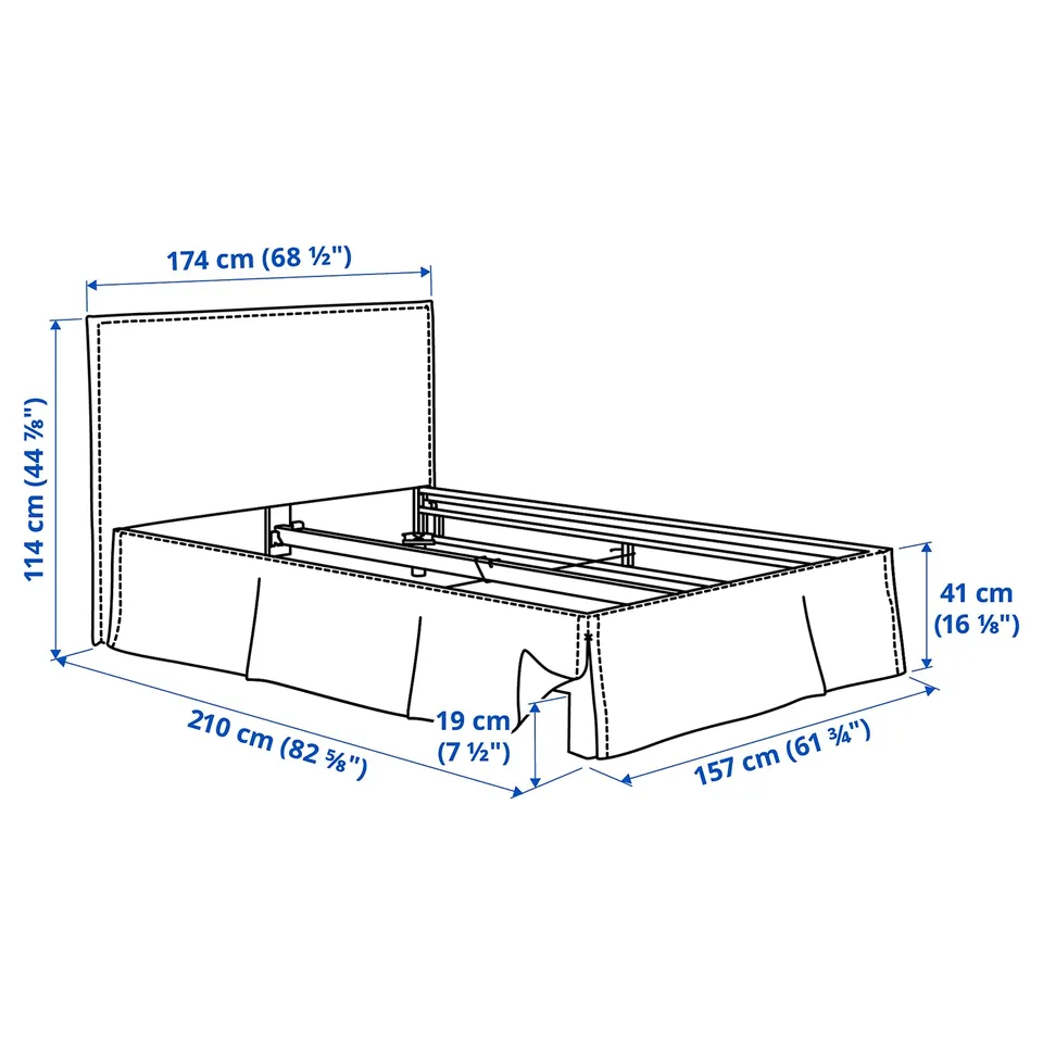 TÄRNKULLEN Upholstered bed frame, Vissle beige, 150x200 cm