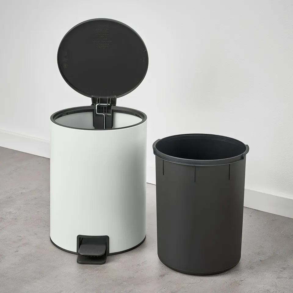 TURRIDNING Pedal bin, white/anthracite, 9 l
