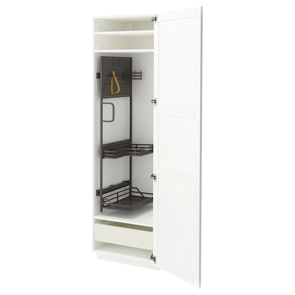 METOD kitchen cabinet in white with pull-out organisers, modern design.