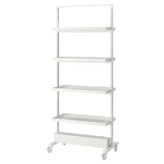 MITTZON frame w castors/disp shlf/cable box, white, 85x205 cm