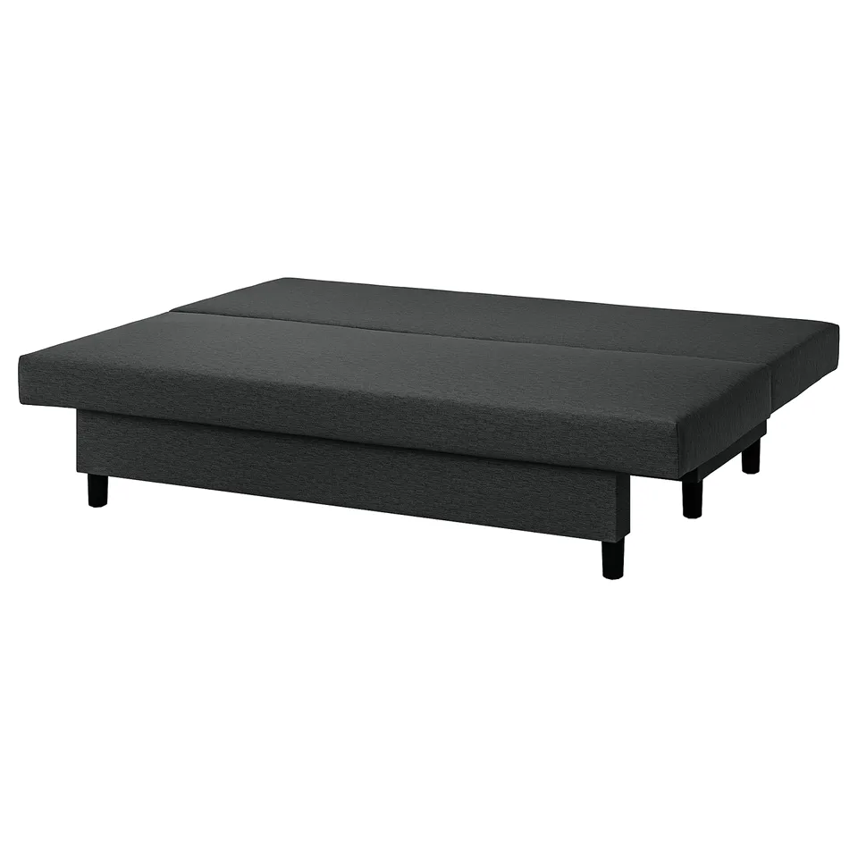 ÄLVDALEN: dark grey fabric sofa bed with black legs, modern rectangular design, sleeps two, blends style & comfort.
