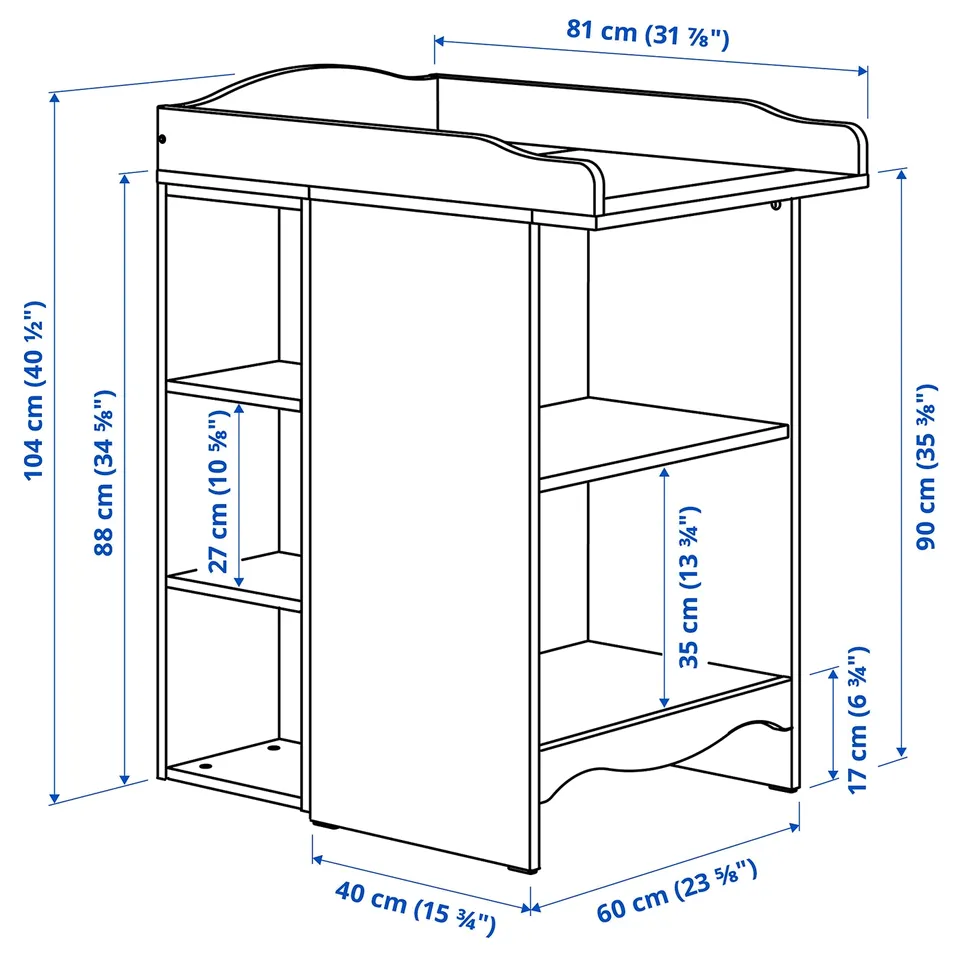 Illustration with measurements for the product: SMÅGÖRA.