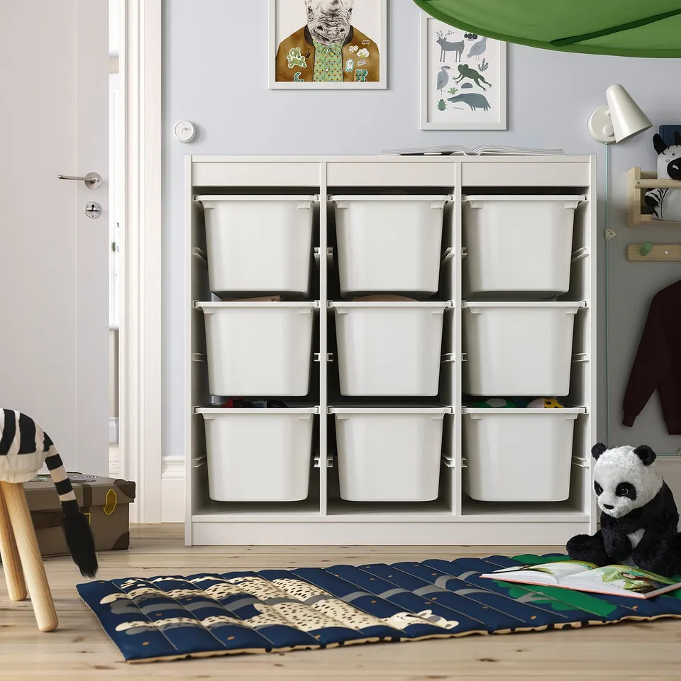 TROFAST Storage combination with boxes, room divider/white white, 99x44x95 cm